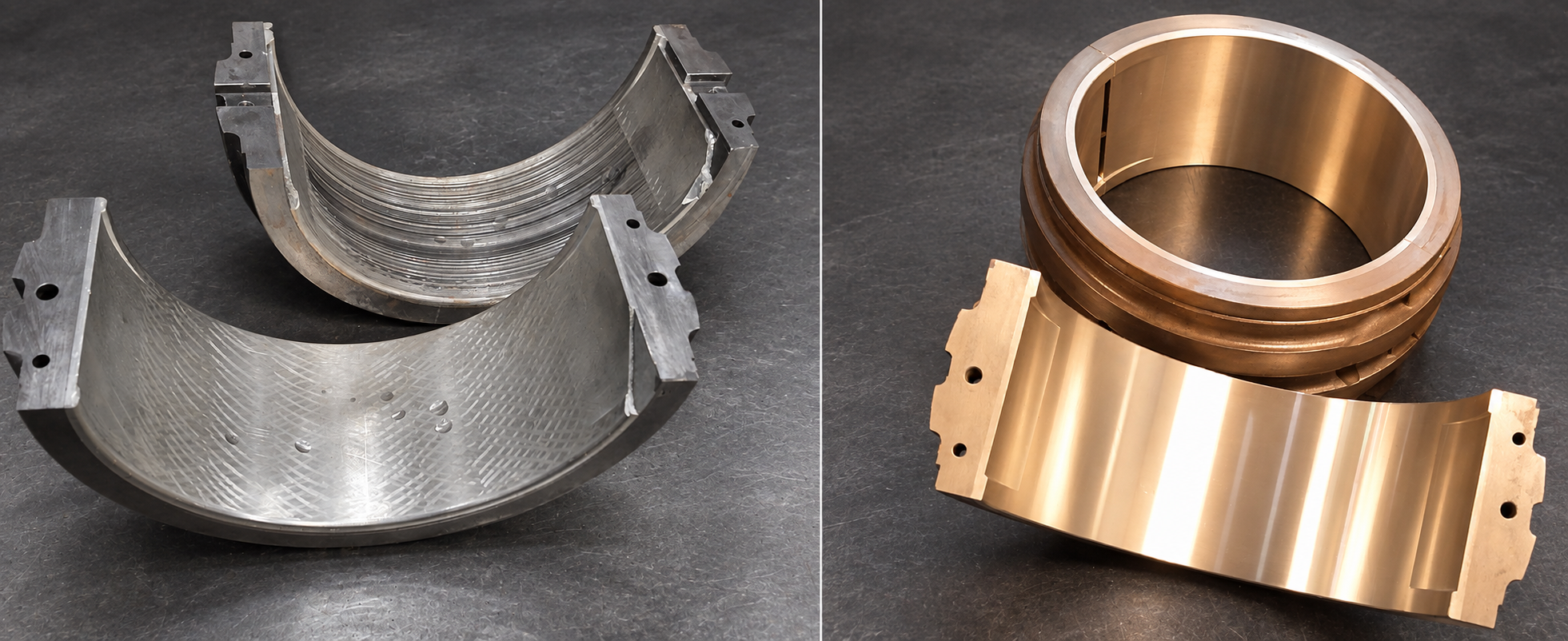 Bearing shells before and after refurbishment